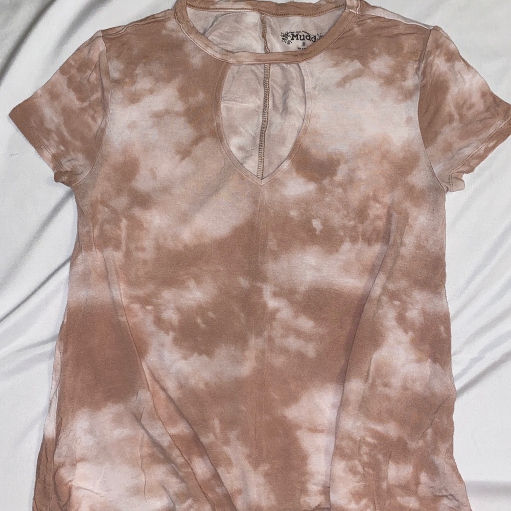 Mudd Pink Tie Dye Top with U Neck Slit